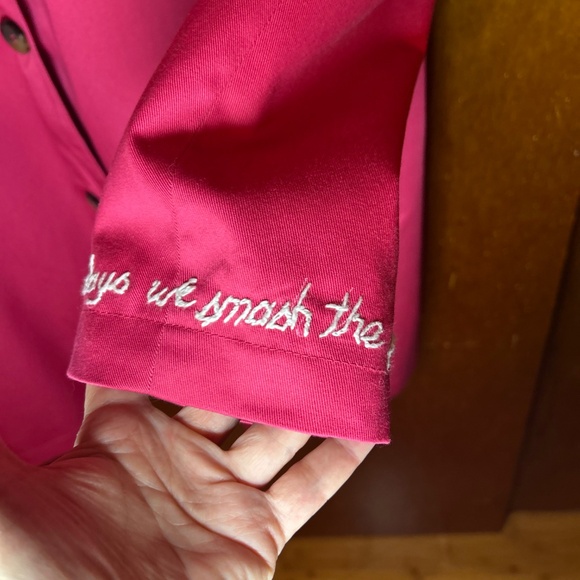 "On Wednesdays We.... Smash the Patriarchy"  Vintage Pink Trench - Picture 3 of 11